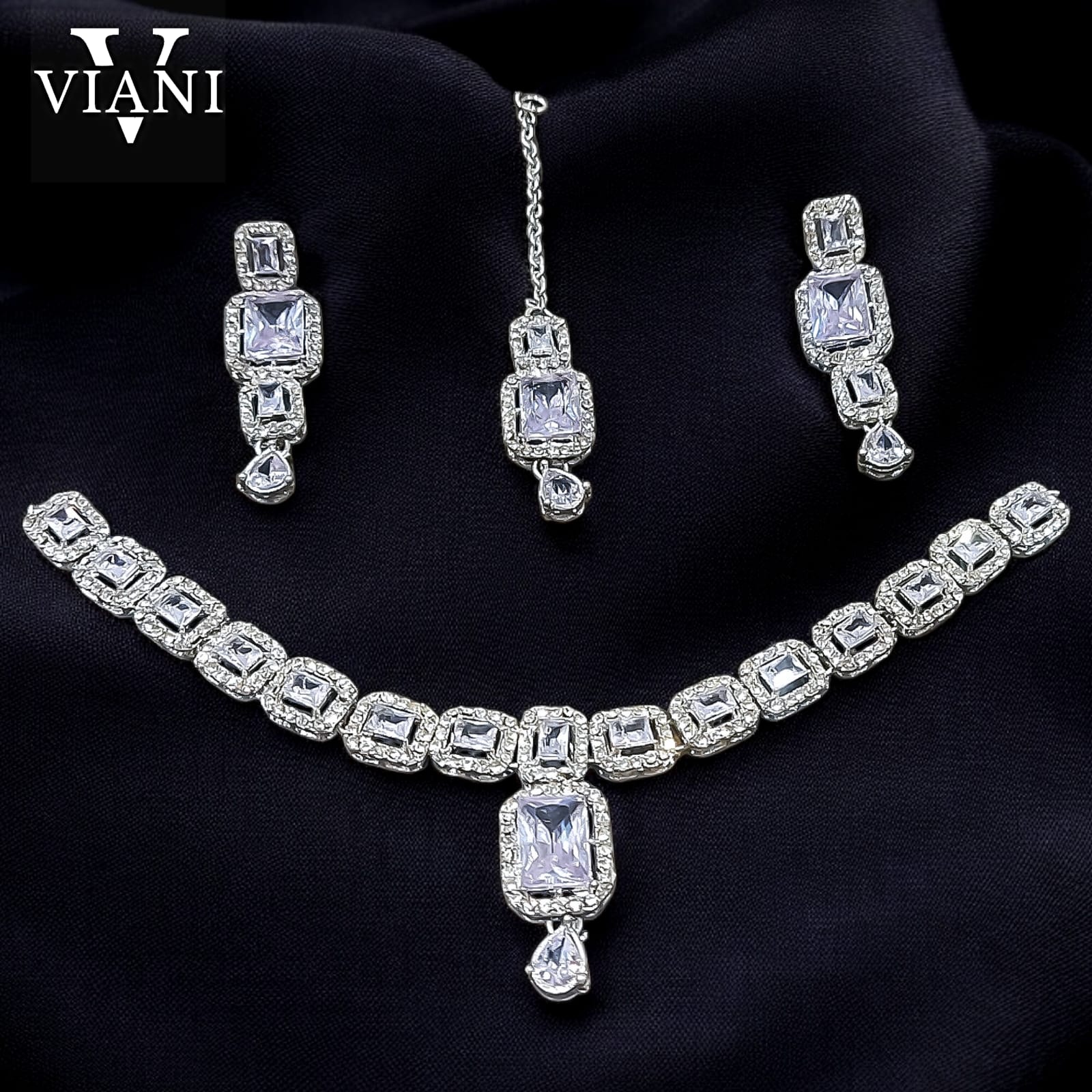Regal Radiance Silver Necklace Set
