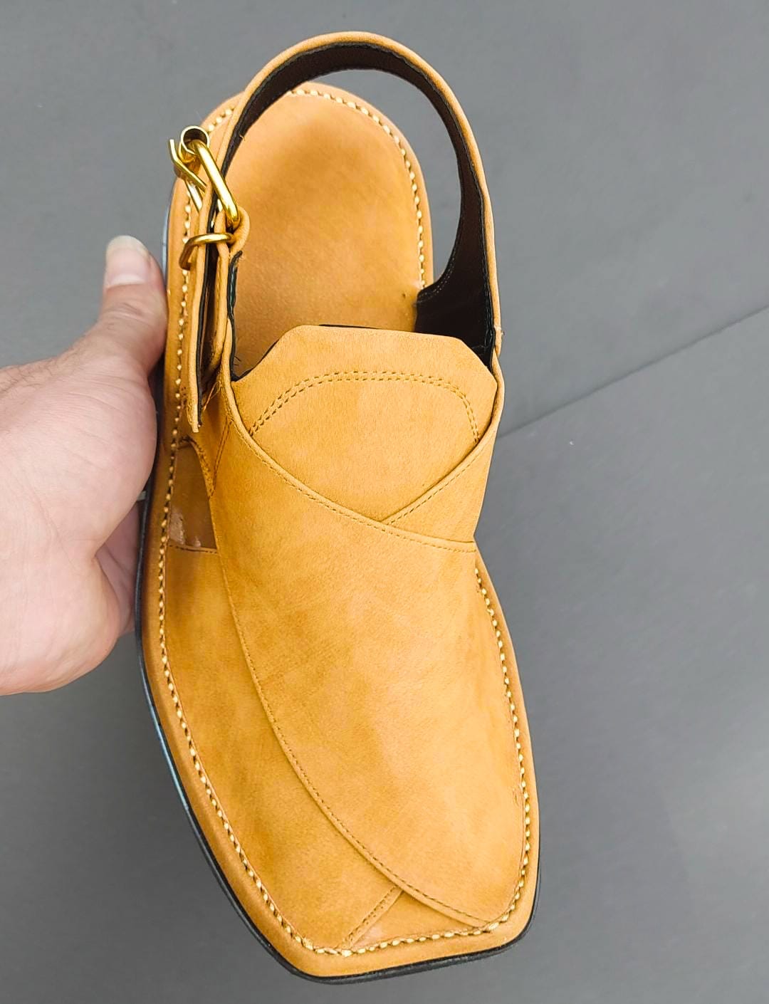 Handmade Light Brown Suede Peshawari Chappal