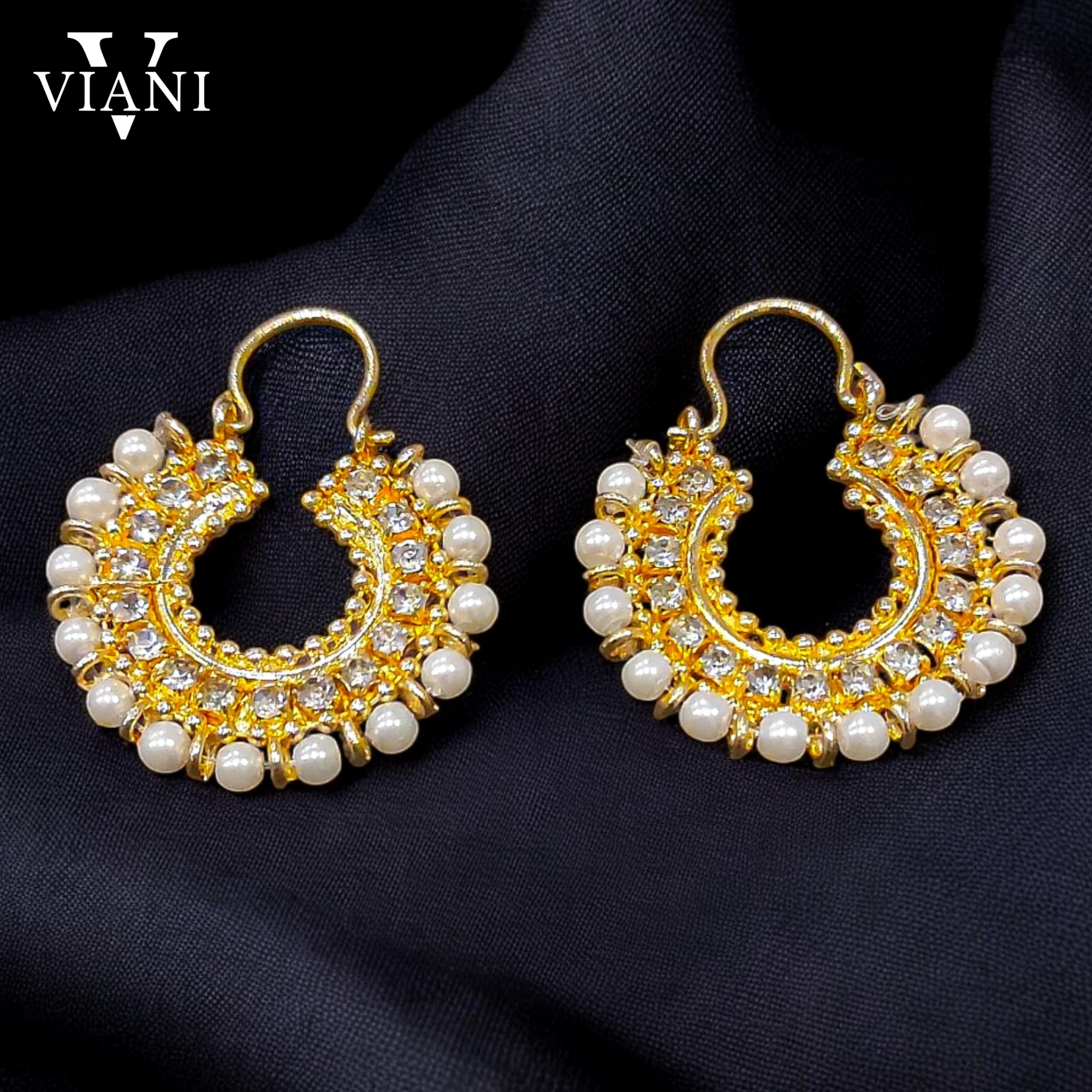 Regal Kundan Pearl Hoop Set