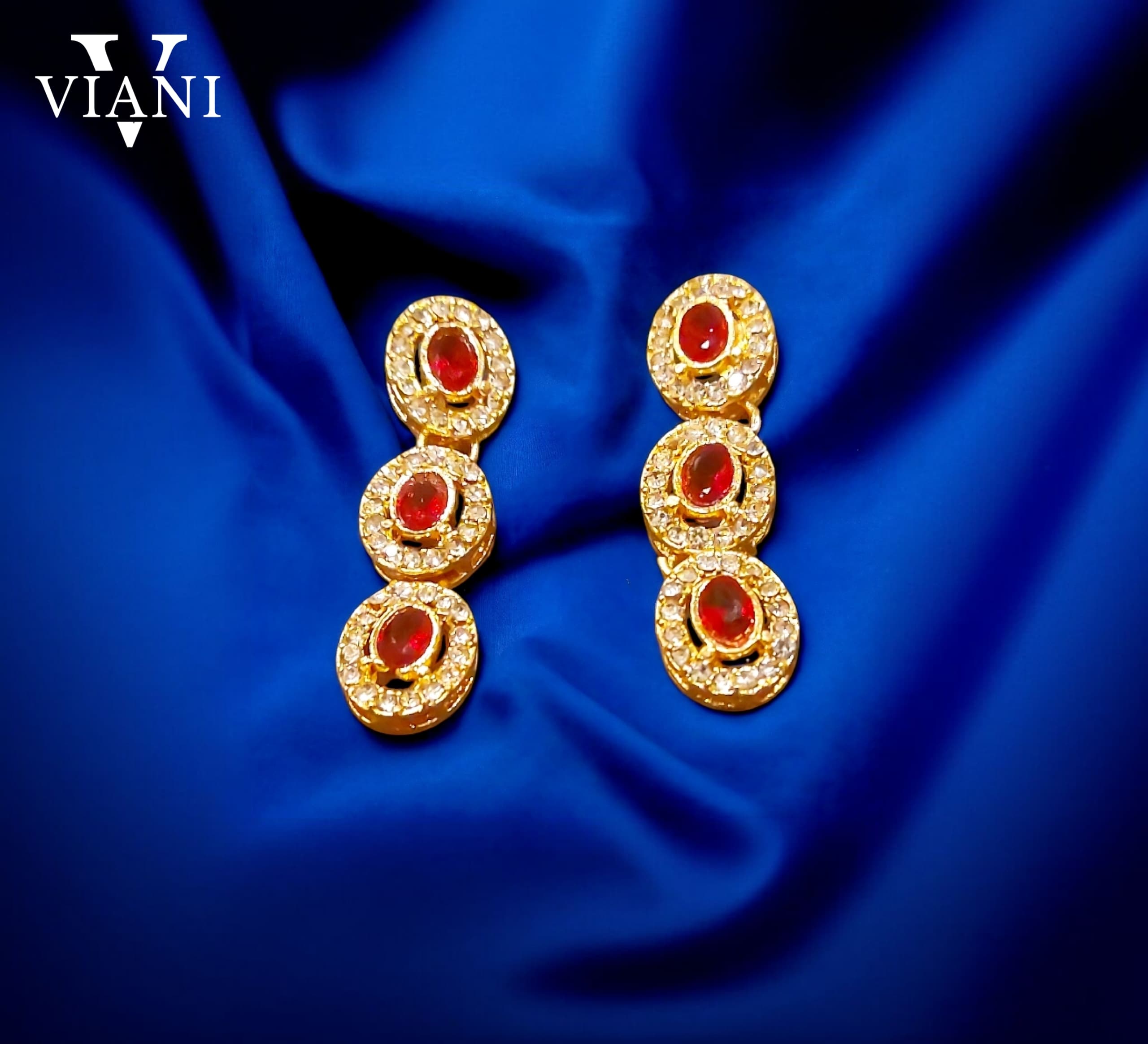 Royal Ruby Radiance – Antique Traditional Jewelry Set - Golden