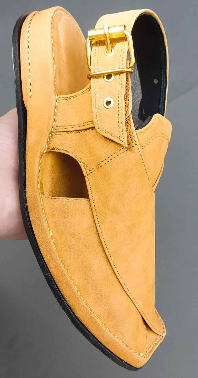 Handmade Light Brown Suede Peshawari Chappal